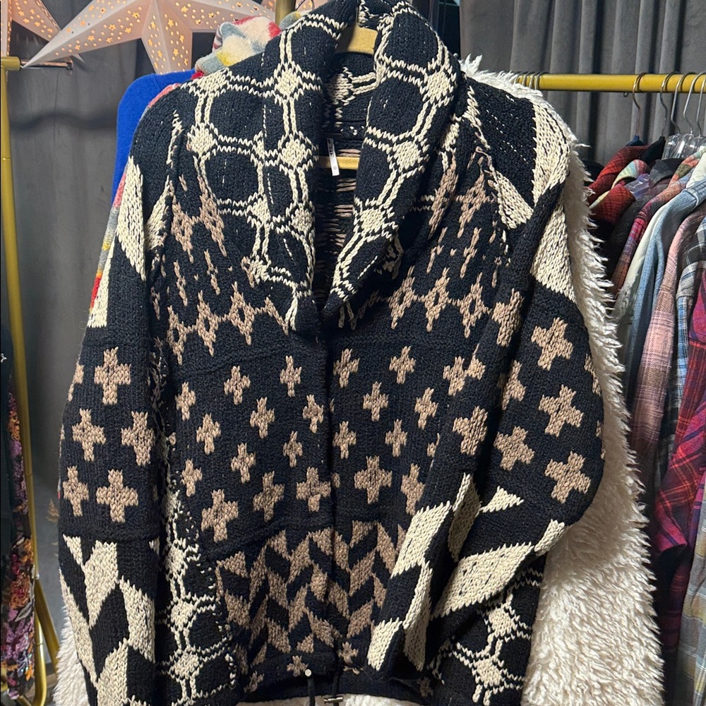 Free People Bright & Optimistic Cardi in Onyx Caribou Combo - Picture 5 of 6